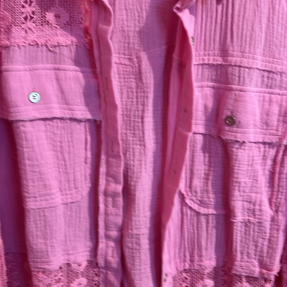 ANDREE by Unit Lace inlet Cotton Button down Top - Picture 5 of 9